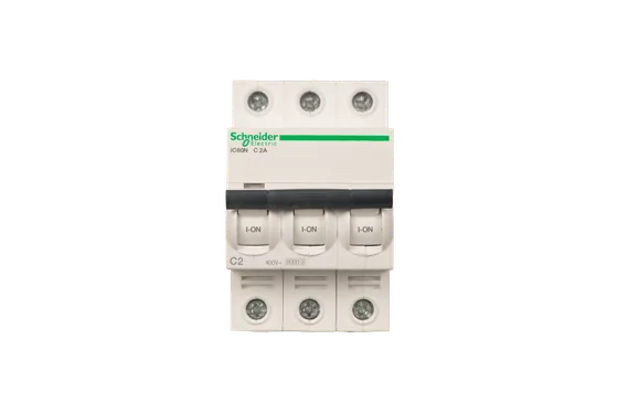 کلید مینیاتوری (MCB) اشنایدر الکتریک Acti9 iK60N، سه پل، منحنی C، 2 آمپر، قدرت قطع 6kA