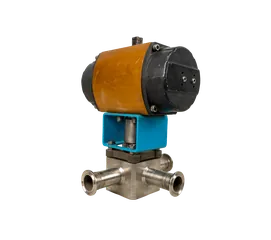 شیر توپی 3راهه بهداشتی پنوماتیکی استنلس استیل DN32 PN40